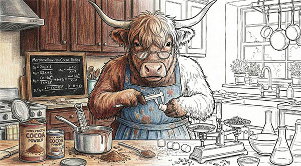 Wally measuring marshmallows