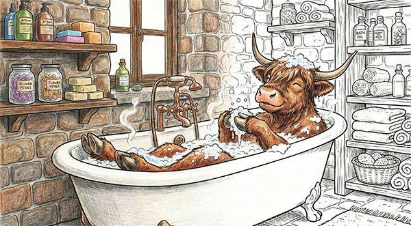 Wally in a bubble bath