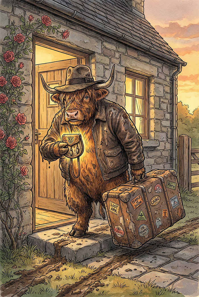 Wally returning from an adventure