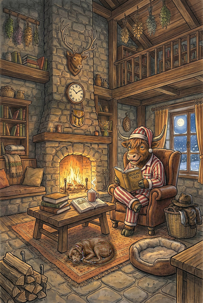 Wally relaxing and reading a novel